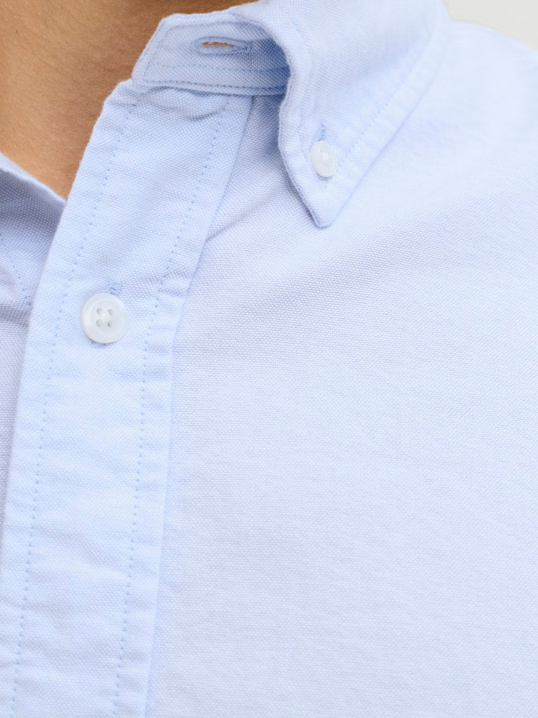 Men's Harvey Oxford Long Sleeve Shirt-Chambray Blue-Collar View