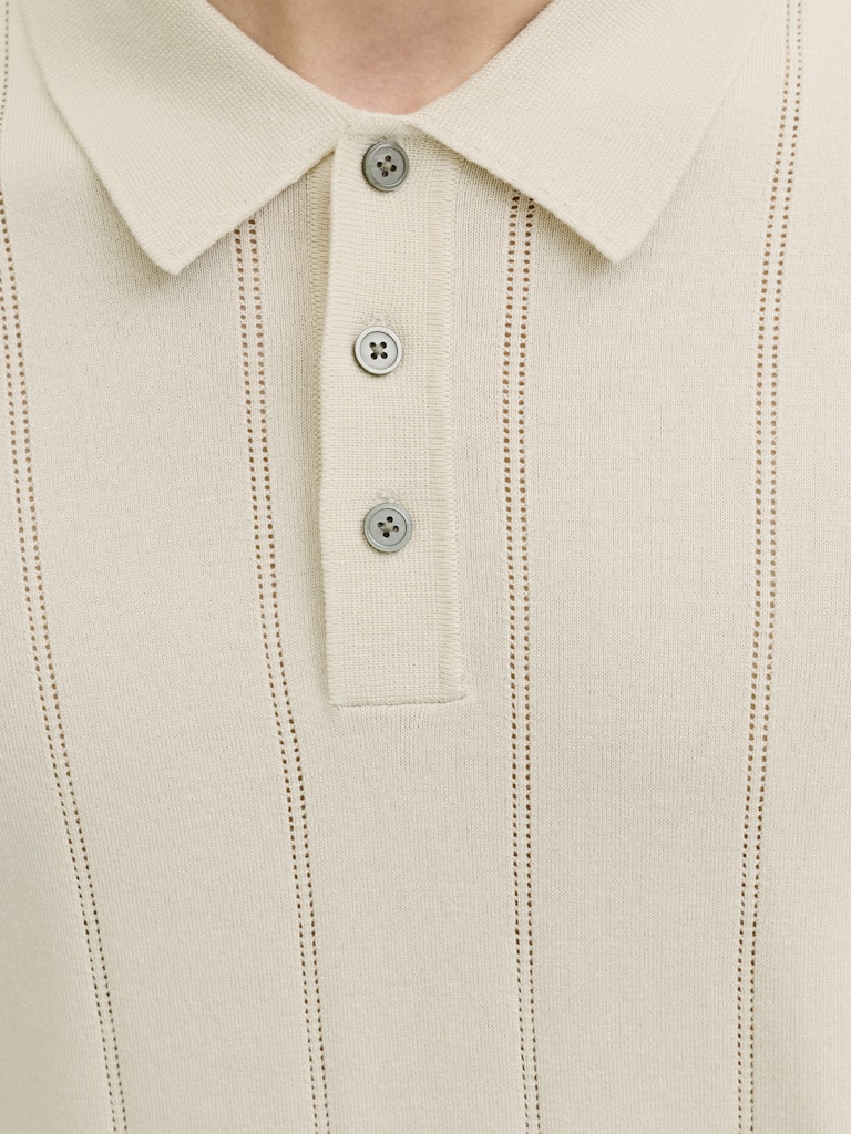 Men's William Structure Knit Short Sleeve Polo-Ancient Scroll-Button View