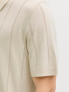 JACK JONES PREMIUM William Structure Knit Short Sleeve Polo-Ancient Scroll Ancient Scroll model front view
