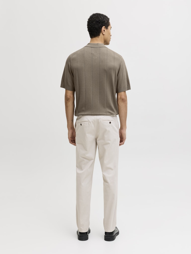 Men's William Structure Knit Short Sleeve Polo-Morel-Model Back View