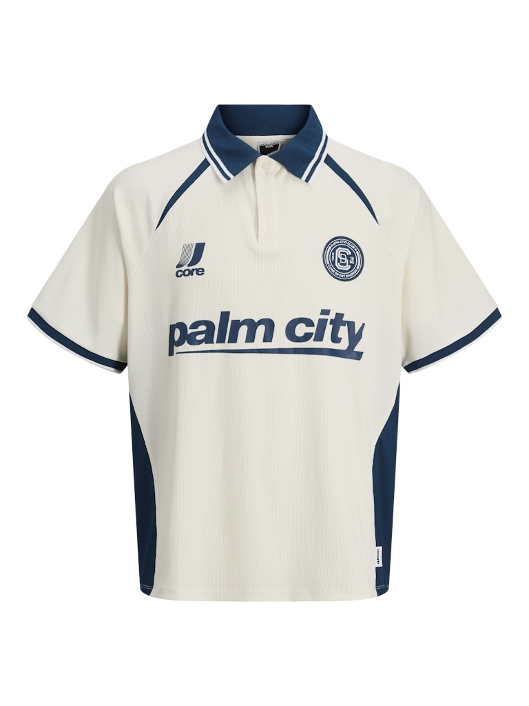 Jack Jones Youths Club Ribbed Football Polo Junior-Bright White Bright White front view