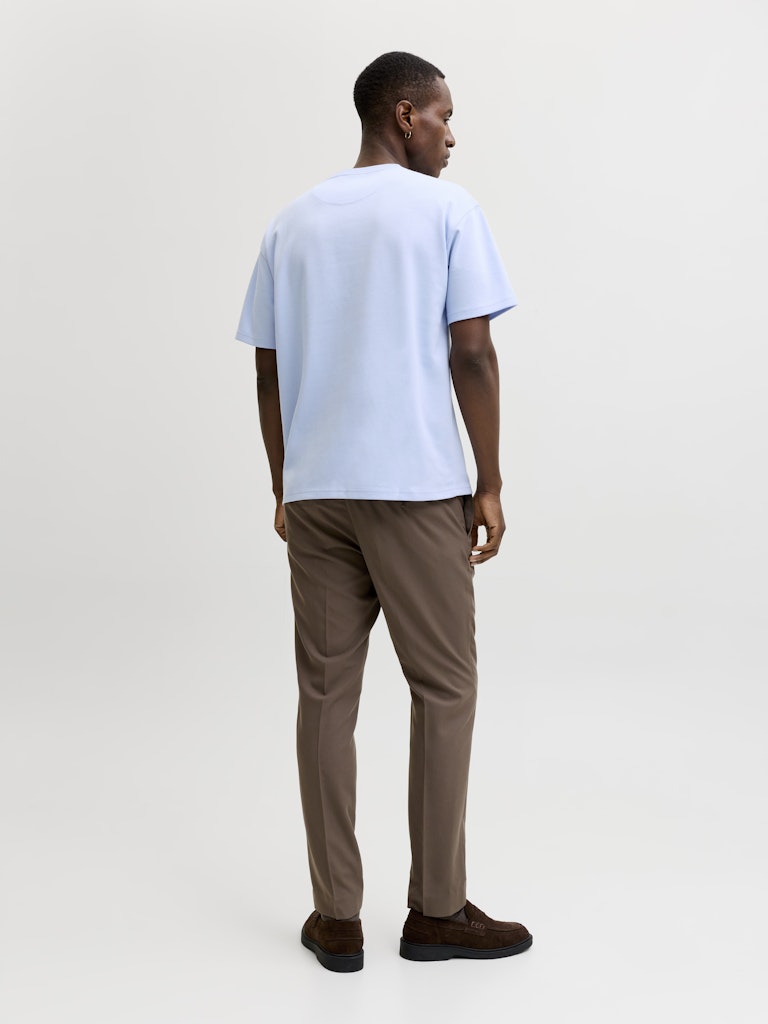 Men's Ethan Short Sleeve Logo Tee-Chambray Blue-Model Back View