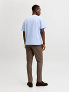 Men's Ethan Short Sleeve Logo Tee-Chambray Blue-Model Back View