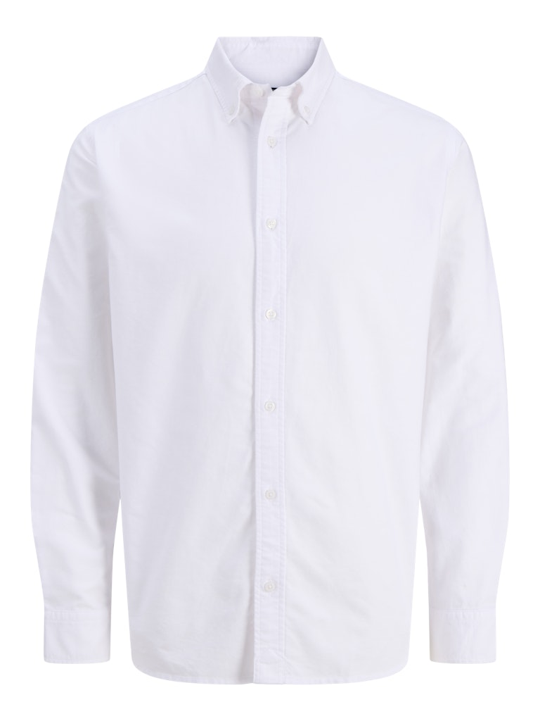 Men's Harvey Oxford Long Sleeve Shirt-White-Ghost Front View