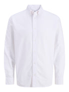 Men's Harvey Oxford Long Sleeve Shirt-White-Ghost Front View