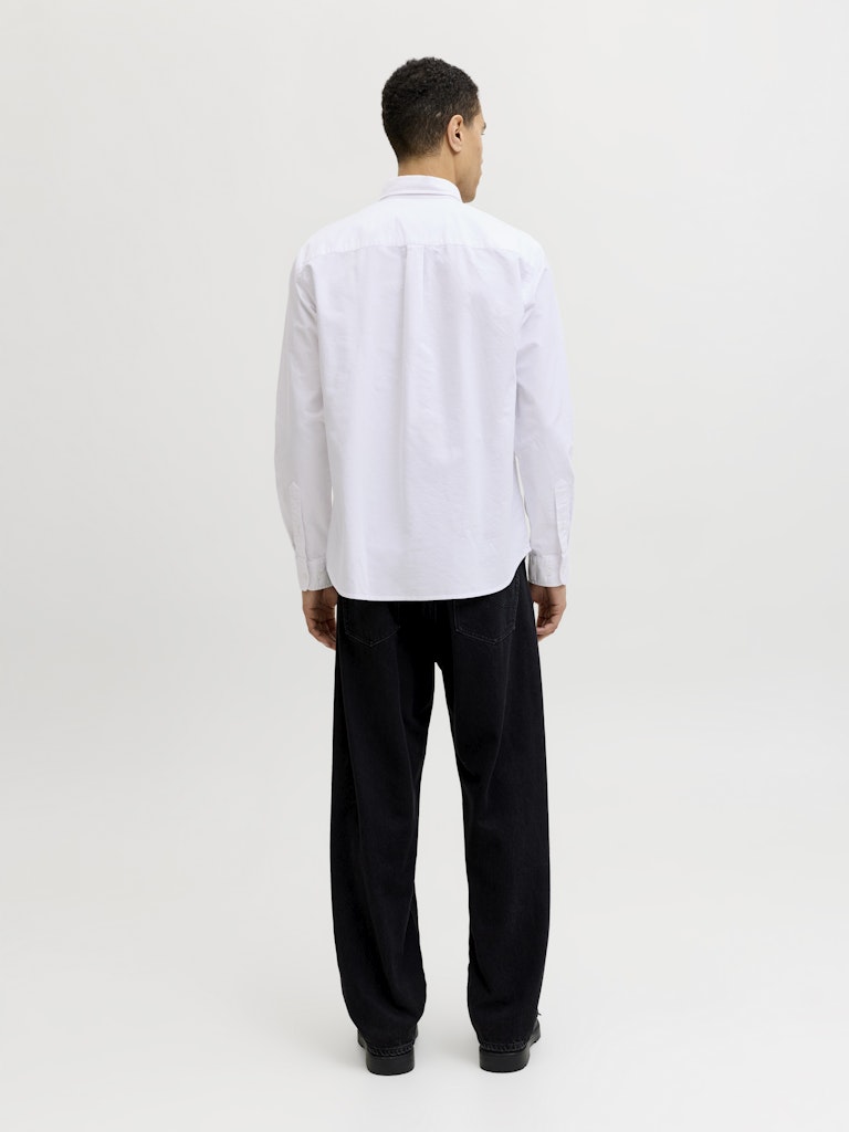 Men's Harvey Oxford Long Sleeve Shirt-White-Model Back View