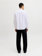 Men's Harvey Oxford Long Sleeve Shirt-White-Model Back View