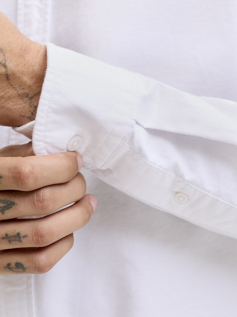 Men's Harvey Oxford Long Sleeve Shirt-White-Cuff View