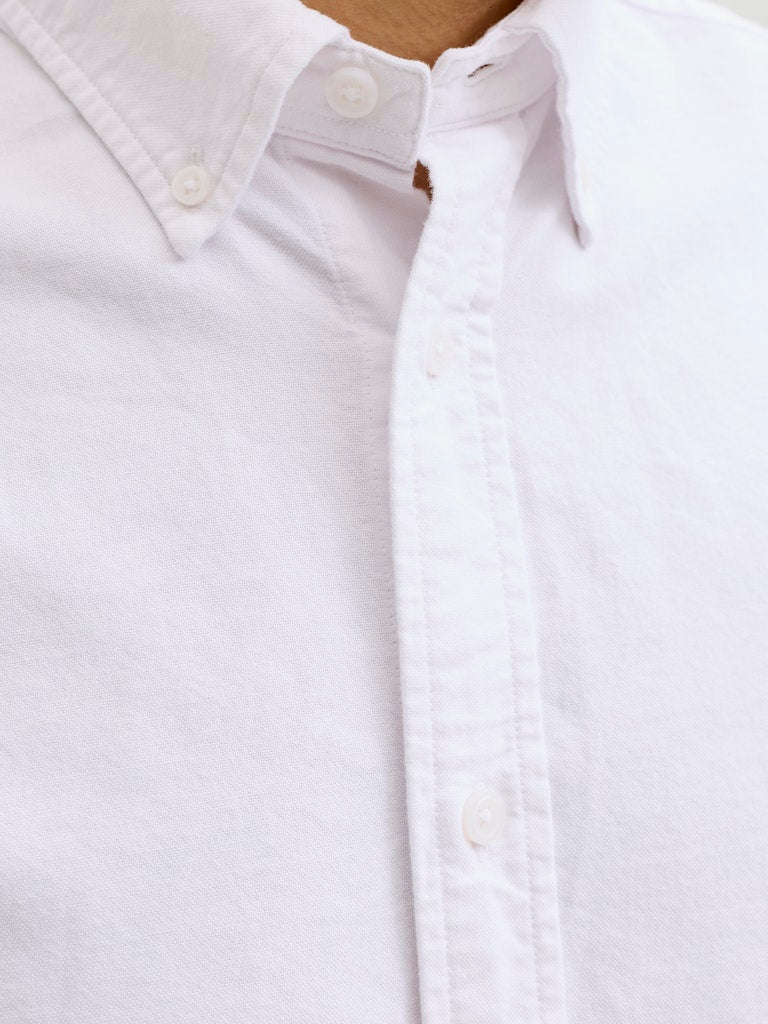 Men's Harvey Oxford Long Sleeve Shirt-White-Button View