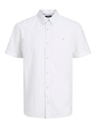 JACK JONES PREMIUM Summer Linen Blend Shield Shirt - White White flat front view