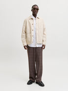 JACK JONES PREMIUM Summer Linen Blend Shield Shirt - White White back view