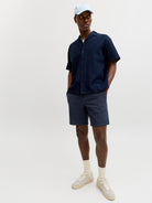 JACK & JONES Jaiden Waffle Resort Navy Short Navy back view