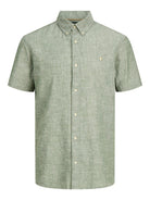 JACK JONES PREMIUM Summer Linen Blend Shield Shirt - Green Green side view