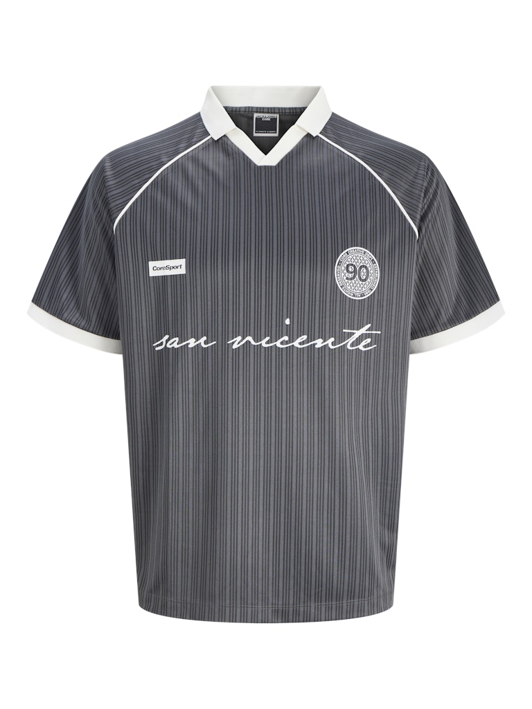 JACK JONES CORE Eterna Football Polo - Grey Grey flat front view