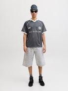 JACK JONES CORE Eterna Football Polo - Grey Grey model front view