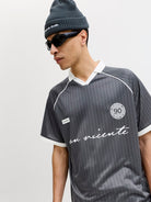 JACK JONES CORE Eterna Football Polo - Grey Grey back view