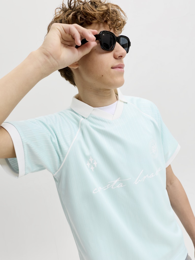Jack Jones Youths Eterna Football Junior Polo - Omphalodes Omphalodes back view