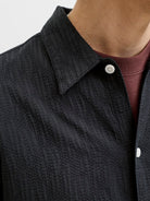 JACK JONES ORIGINALS Montauk Wavy Texture Shirt - Black Black side view