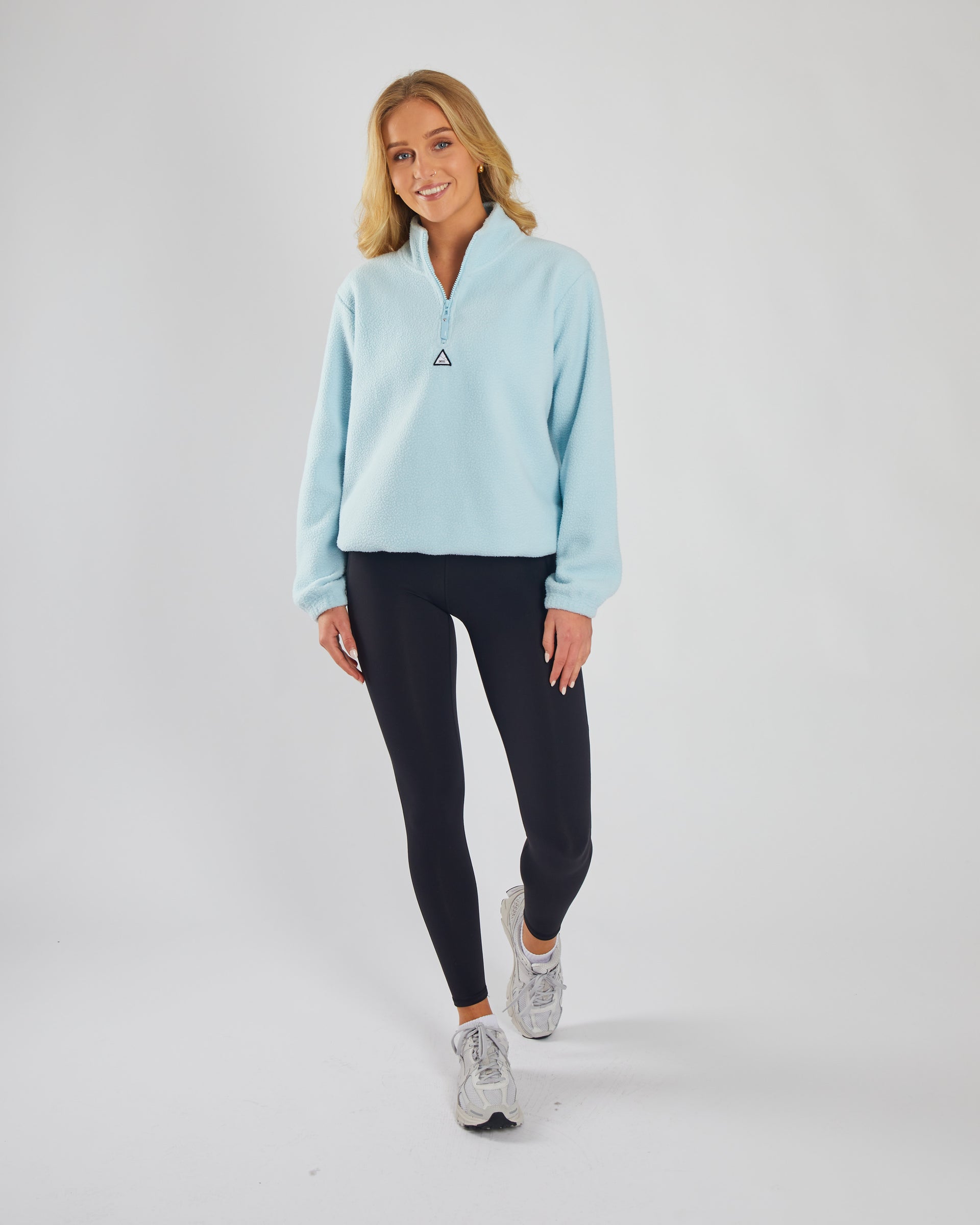 Ladies Jacqueline Half Zip - Cool Blue-Model Full Front View