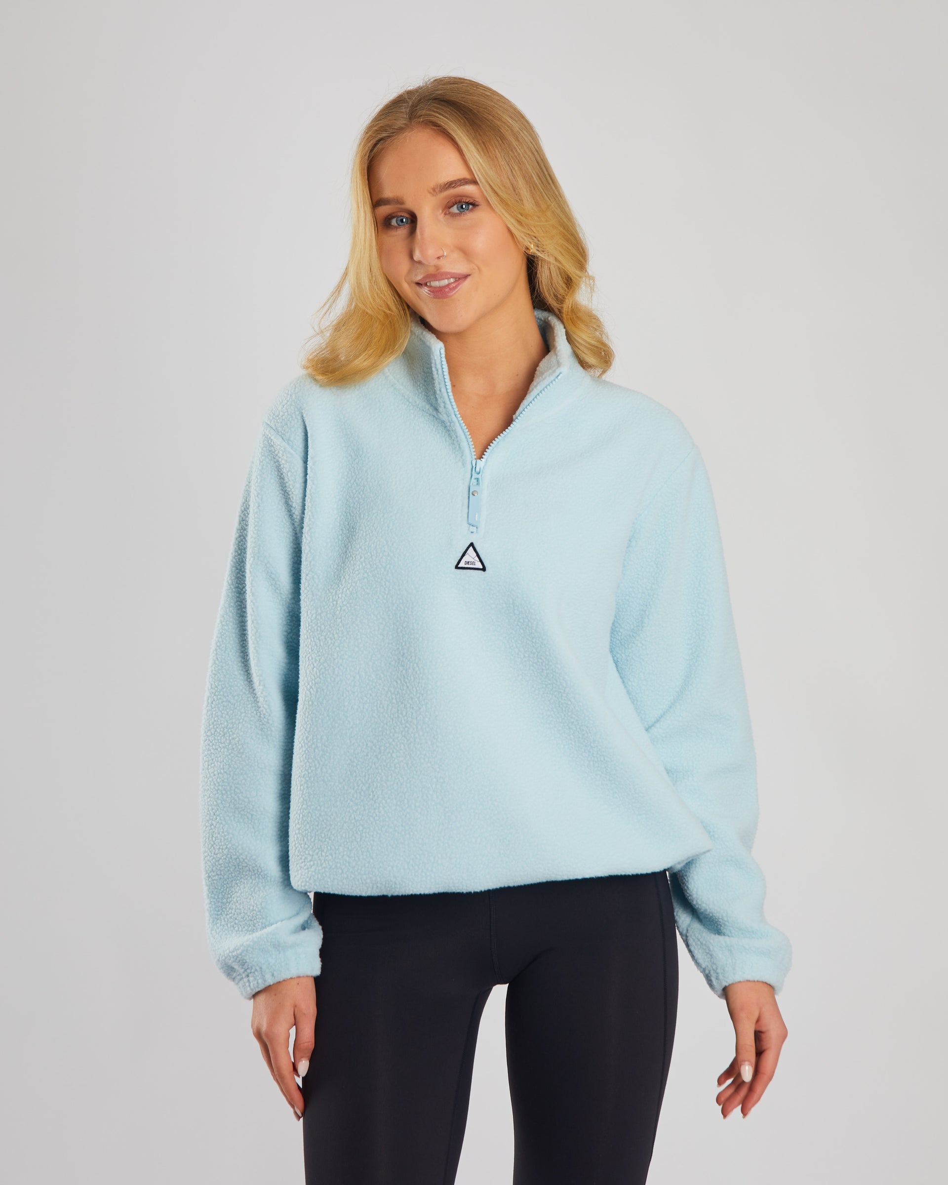 Ladies Jacqueline Half Zip - Cool Blue-Model Front View