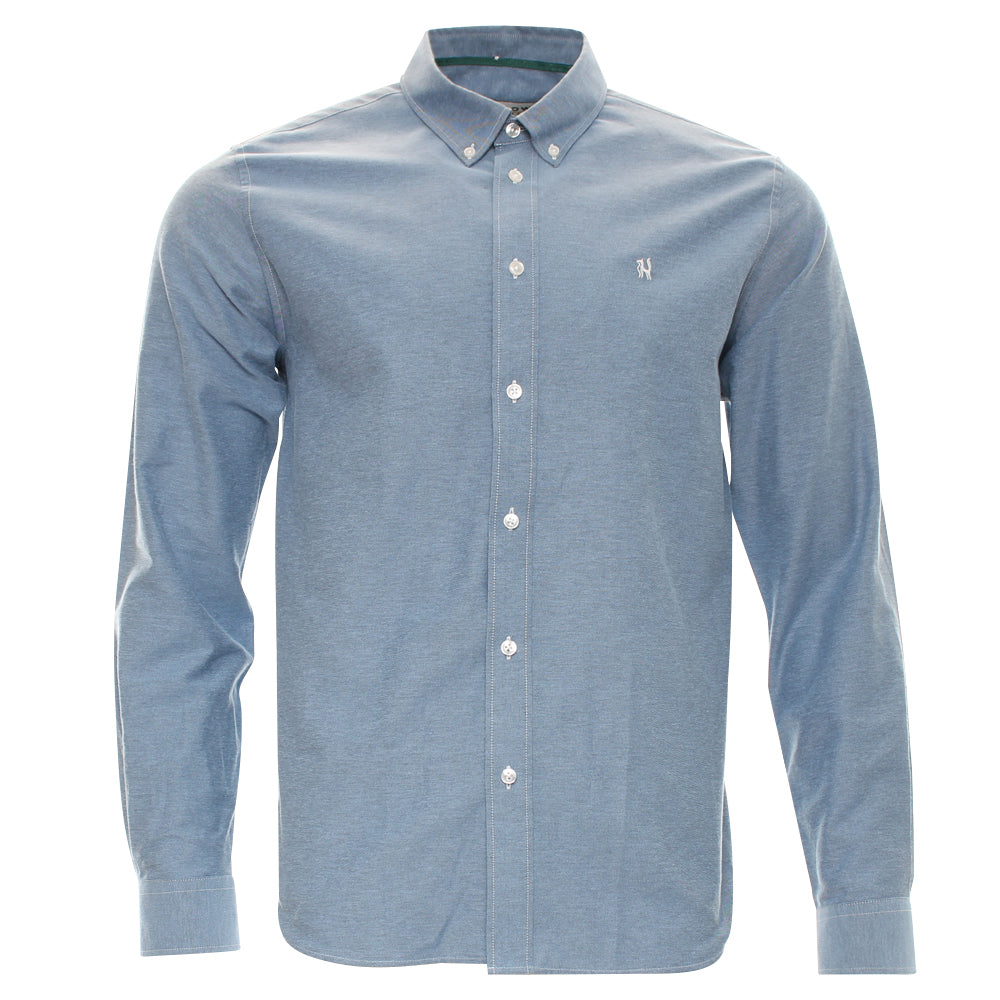 Kenrow Menswear Jagger Denim Melange Oxford Shirt Denim Melange back view