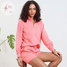 RANT & RAVE LADIES Relax & Renew Coral Jane Half Zip Coral front view