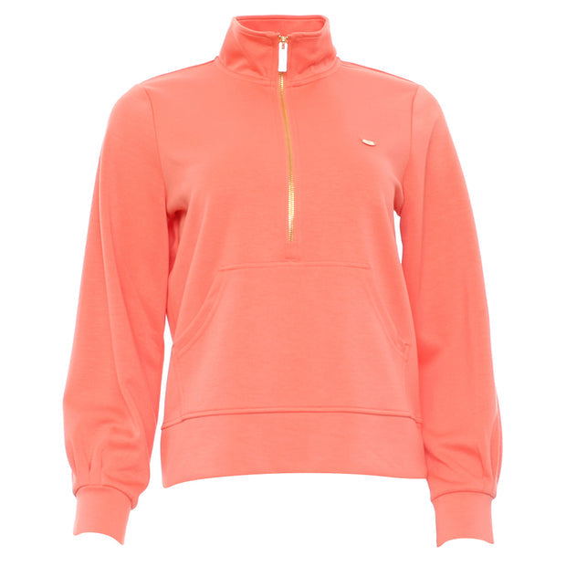 Ladies Relax & Renew Coral Jane Half Zip- Ghost Front View