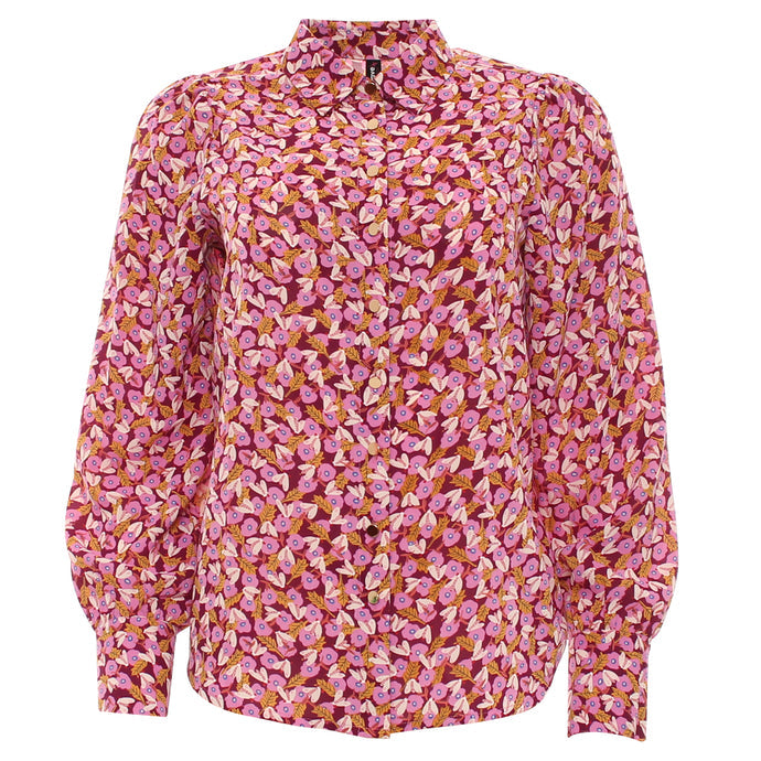 Ladies Jasleen Pink Blouse-Ghost Front View