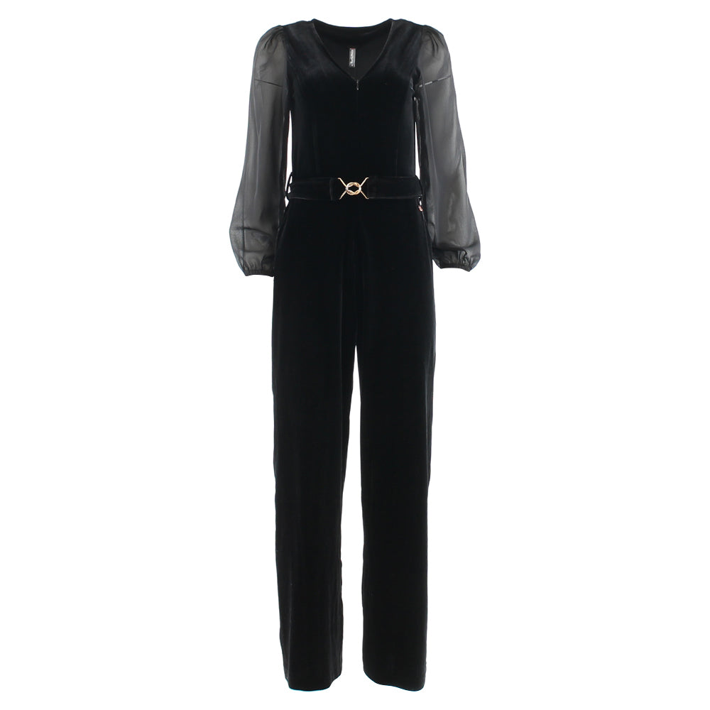 Ladies Jasmine Black Jumpsuit-Ghost Front View