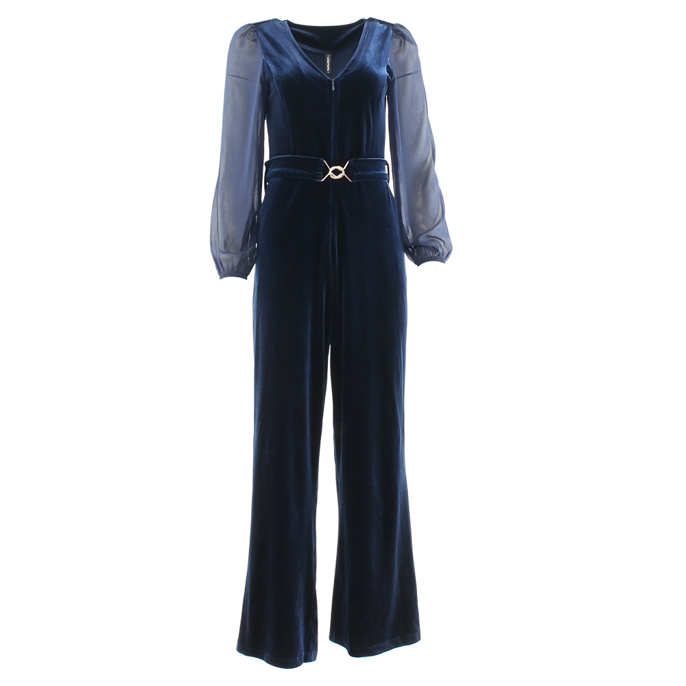 Ladies Jasmine Navy Jumpsuit-Ghost Front View