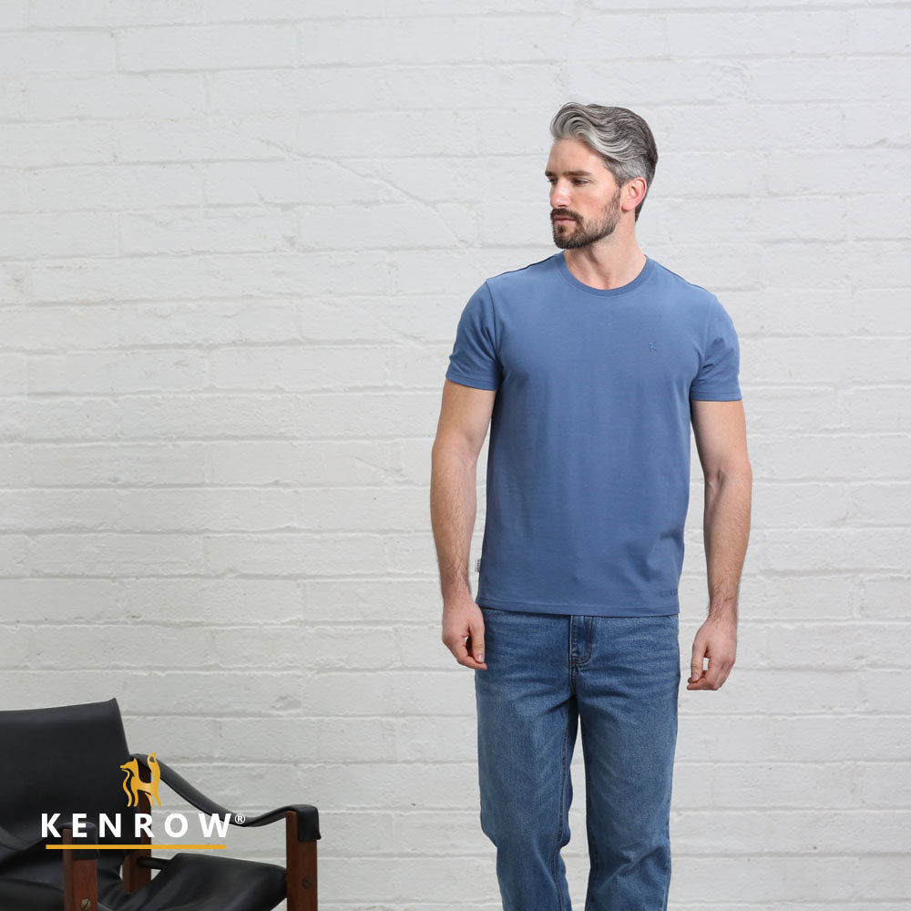Kenrow Menswear Jax Denim Brushed Tee DENIM front view