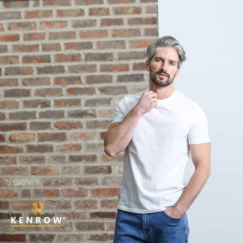 Kenrow Menswear Jax White Brushed Tee WHITE front view