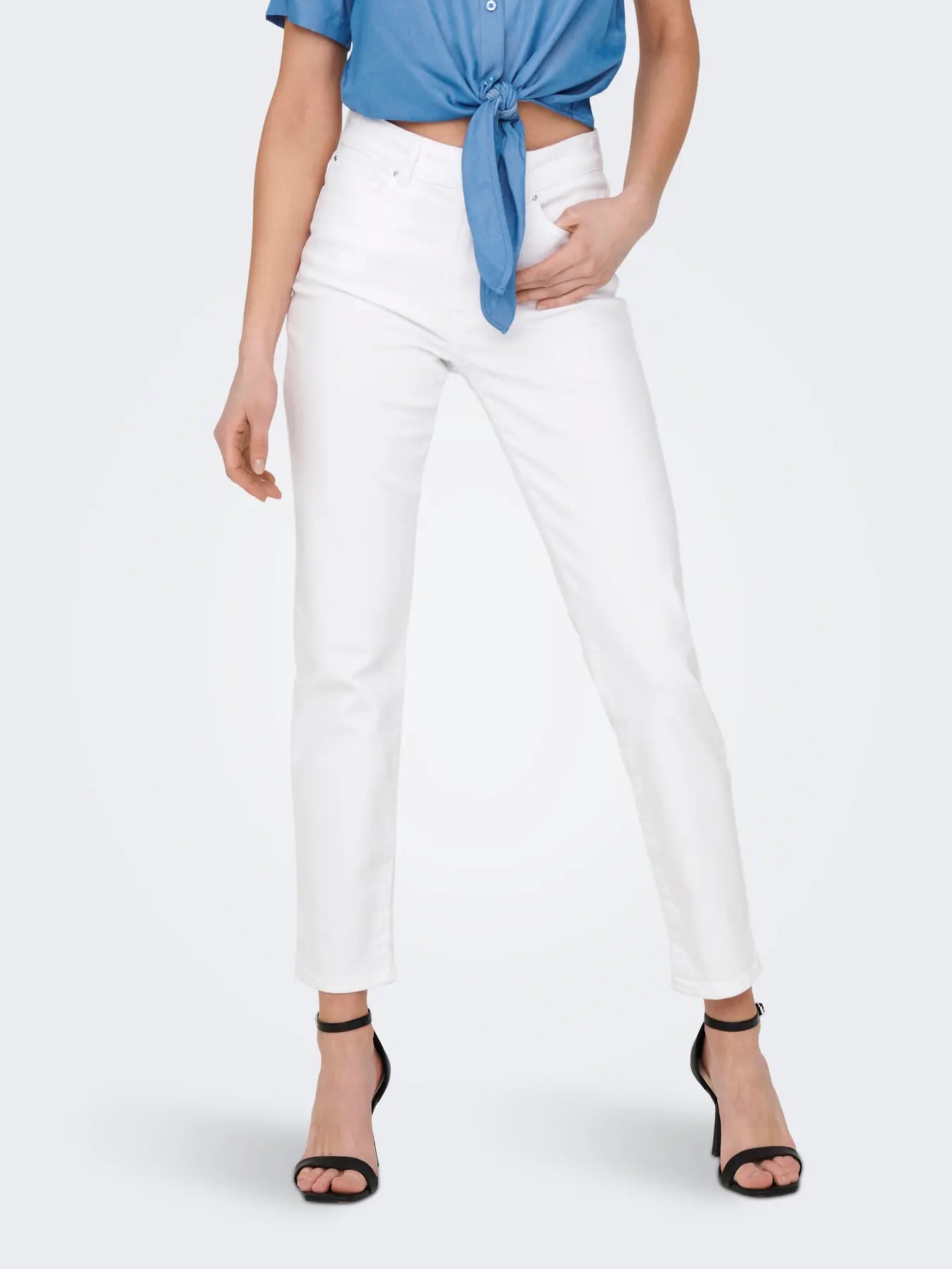 ONLY Emily Stretch High Waist Denim Jeans WHITE front view