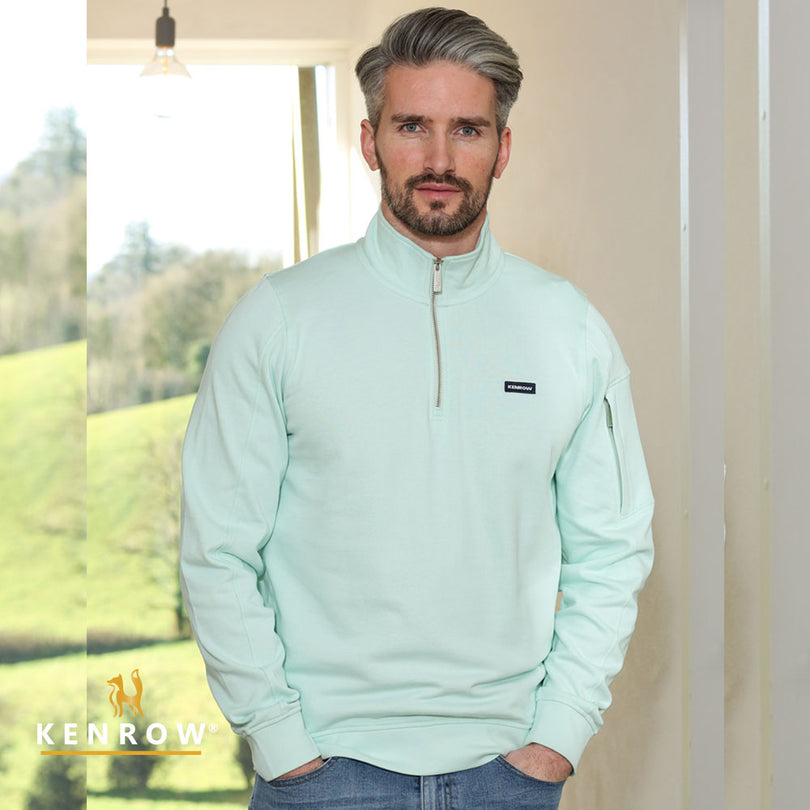 Kenrow Menswear Julien Green Half Zip Knit Green front view