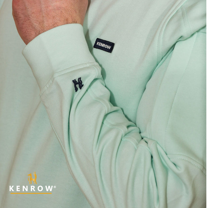 Kenrow Menswear Julien Green Half Zip Knit Green model front view