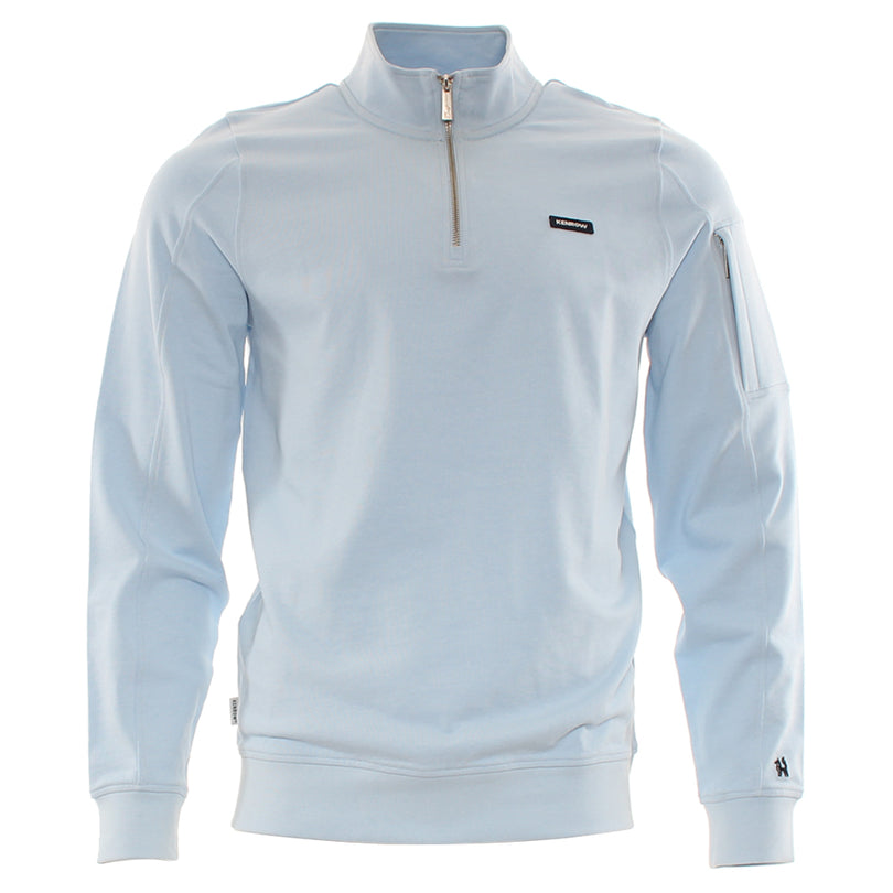 Men's Julien Sky Blue Half Zip Knit-Ghost Front View