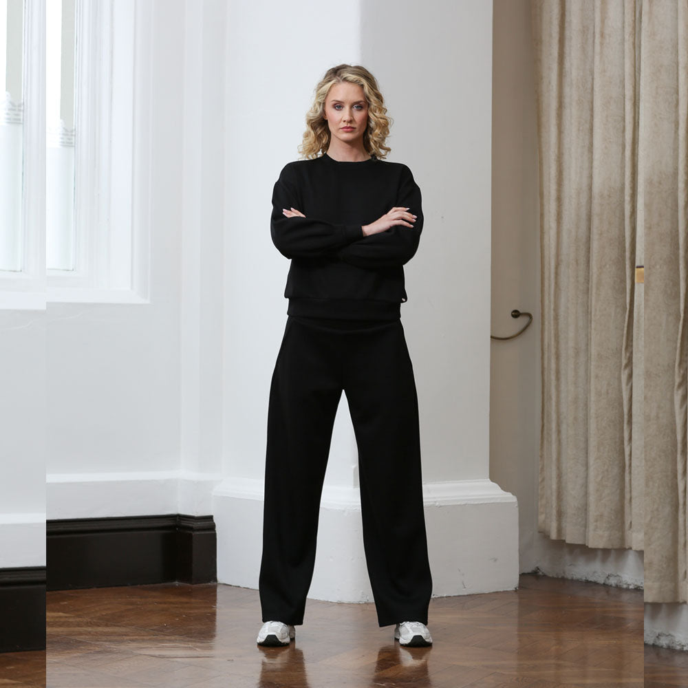 Ladies Relax & Renew Juno Black Jogger-Model Front View