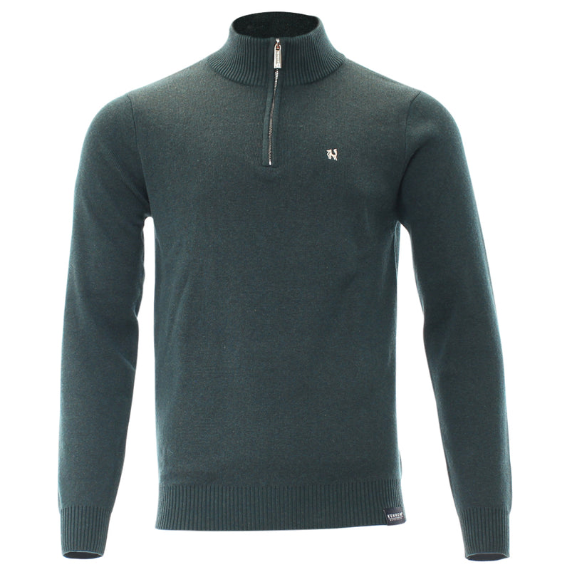 Men's Jason Half Zip Sweat - Dark Olive-Front View