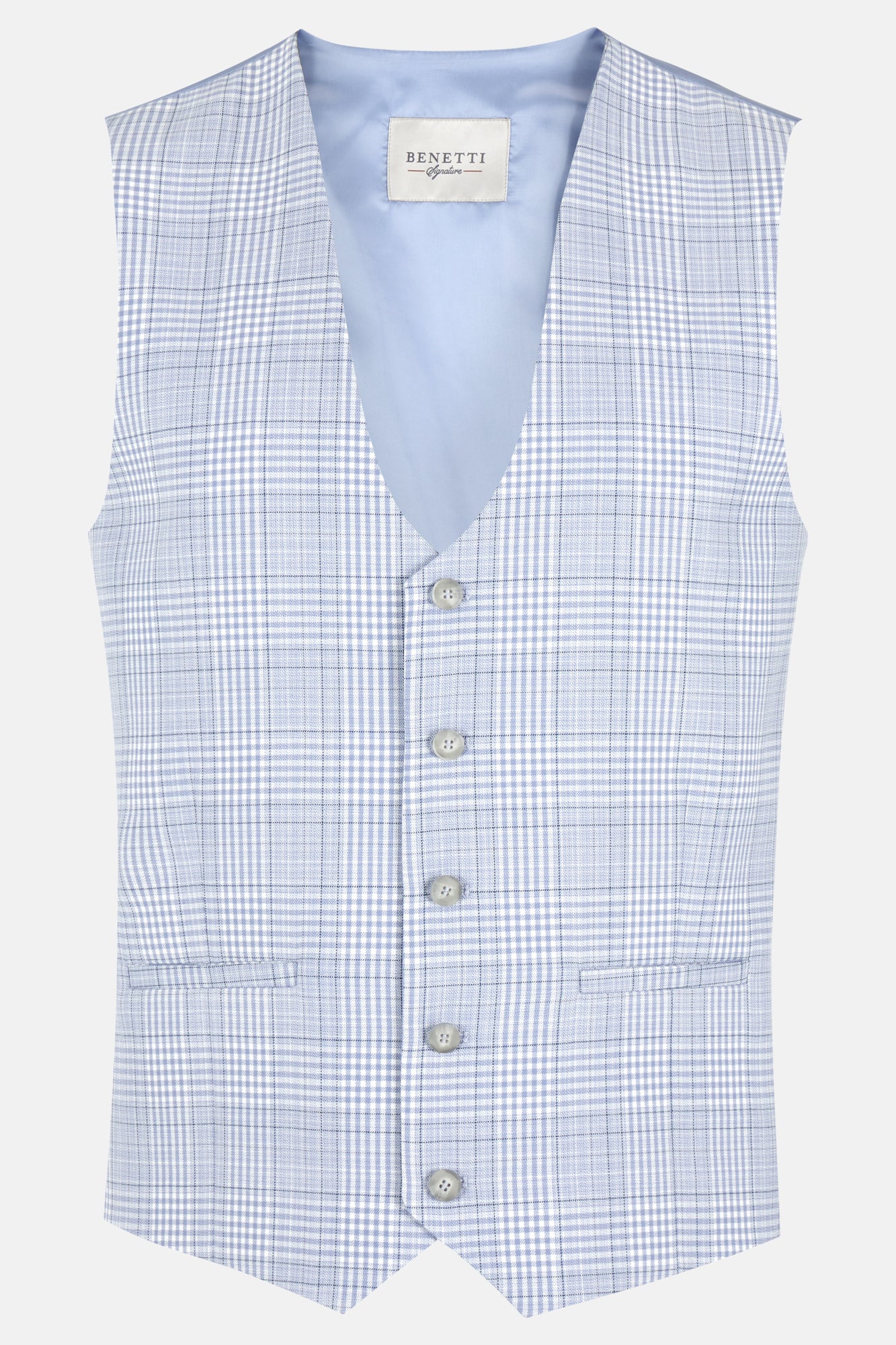 Jeff Blue Waistcoat-Check pattern view