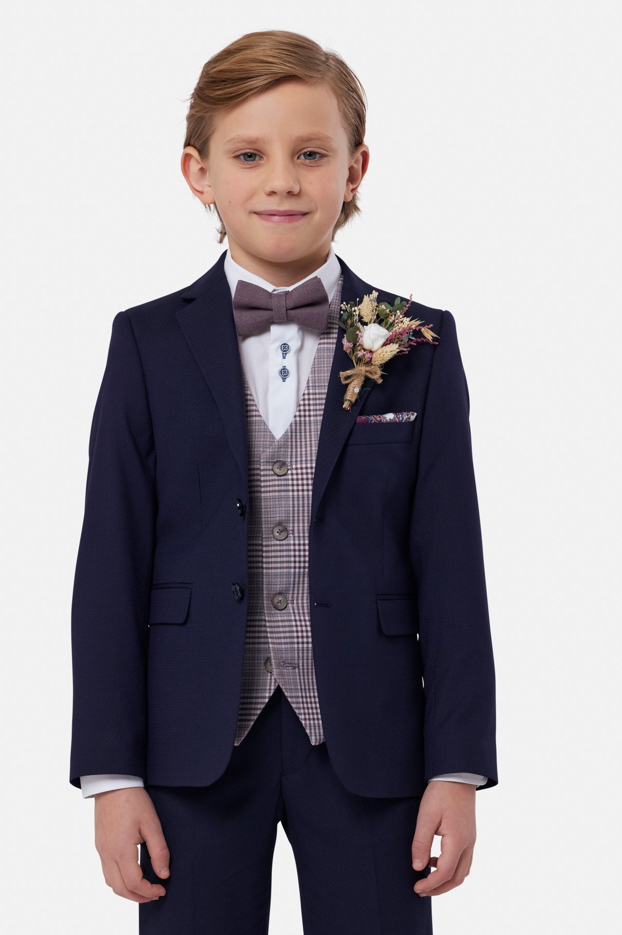 Boys Jeff Waistcoat - Blush-Front View