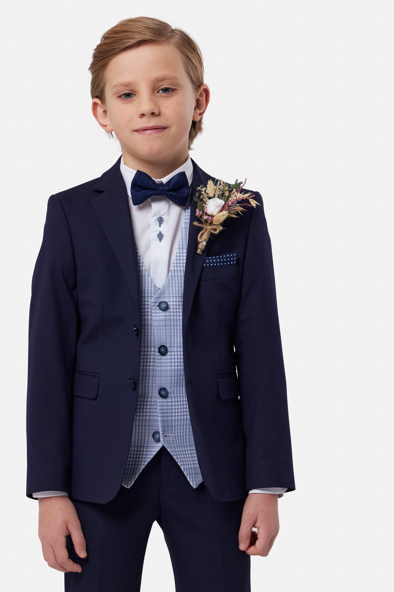 Boys Jeff Waistcoat - Sky-Model Front View