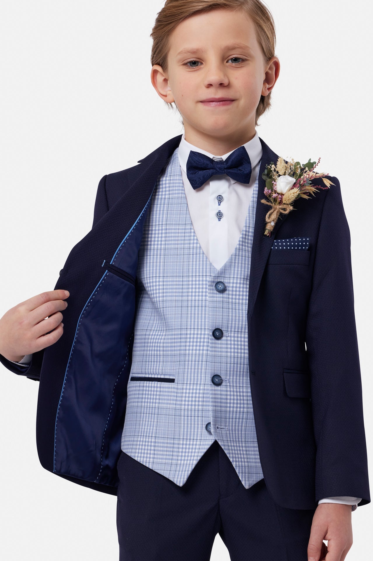 Boys Jeff Waistcoat - Sky-Design View