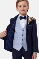 Benetti Boyswear Boys Jeff Waistcoat - Sky SKY model front view