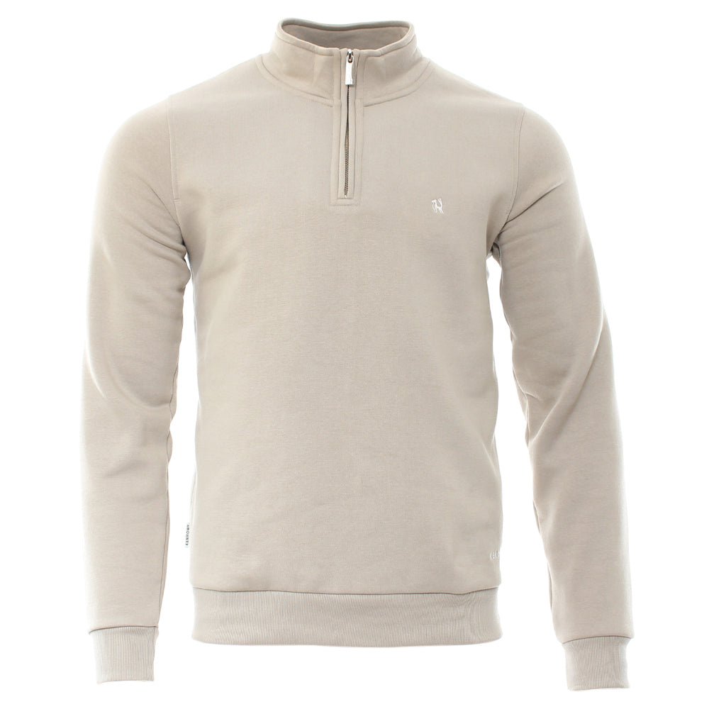 Men's Jerald Half Zip Jumper - Sand Melange-Front View