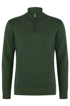Benetti Julius 1/4 Zip Forest knit sweater with long sleeves, stand collar and quarter-zip front, shown from the front.
