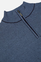 Benetti Julius 1/4 Zip Smoke knit close-up of the collar and quarter-zip detail