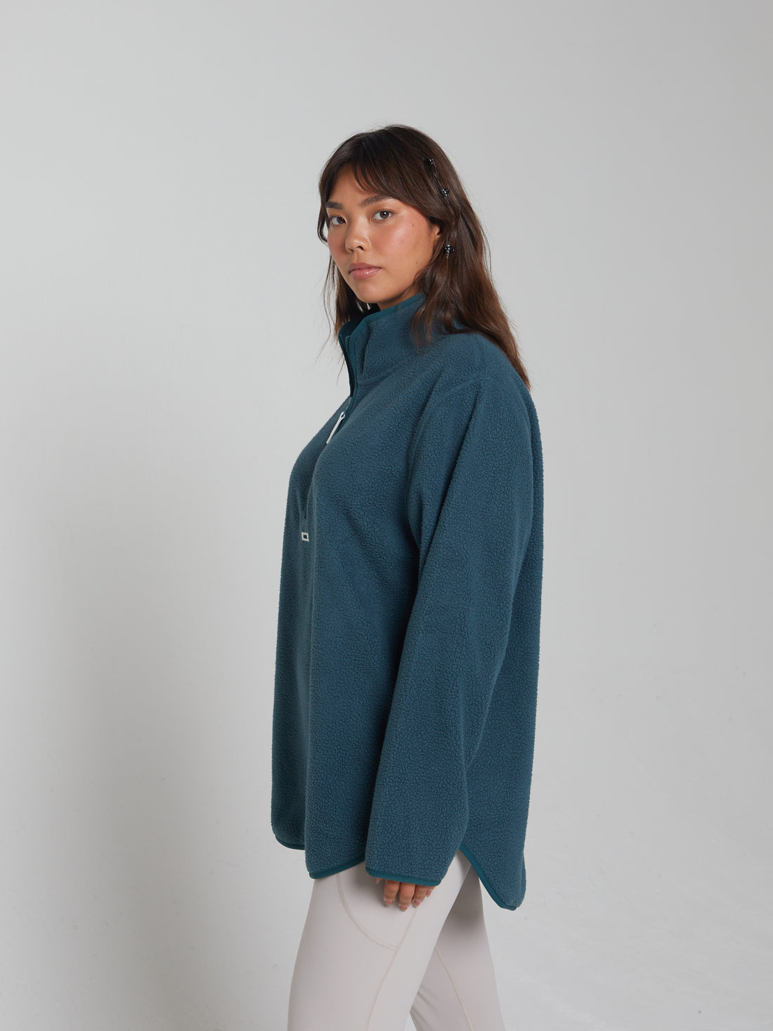 Ladies Kai Fleece Half Zip - Alpine Green-Model 2 Side View