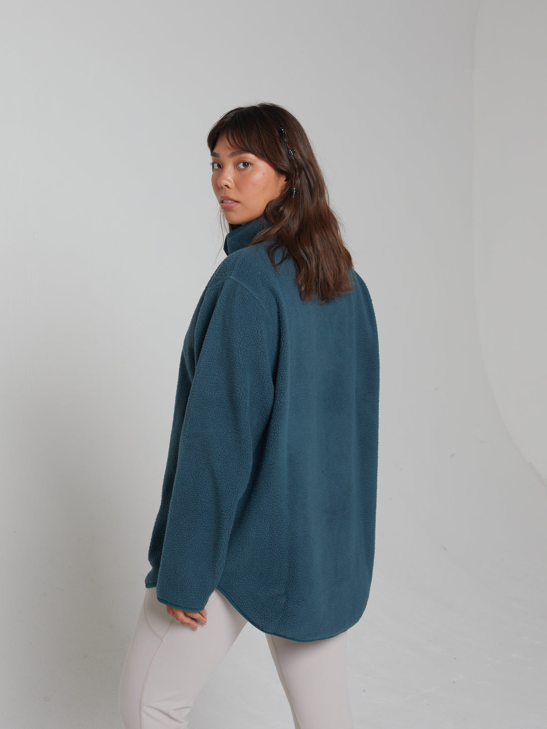 Ladies Kai Fleece Half Zip - Alpine Green-Model 2 Back View