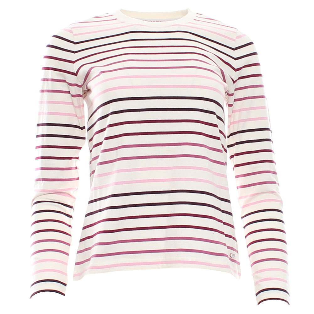 Ladies Relax & Renew Kimberley Long Sleeve Berry Tee-Ghost Front View