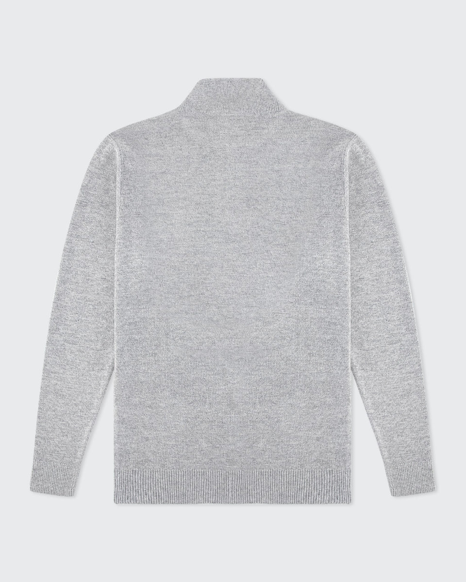 Men's Grey Knitted 1/4 Zip-Back View